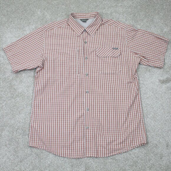 Eddie Bauer Other - Eddie Bauer Shirt Mens Large‎ Orange/Gray Polyester/Cotton S/S Button Up